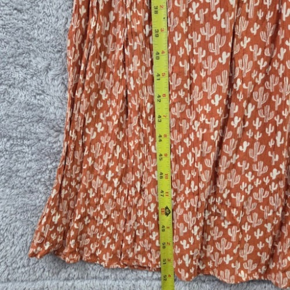 Angie Cactus Print Maxi Dress Women's Medium Rust Twist Front Smocked Boho - Picture 4 of 8
